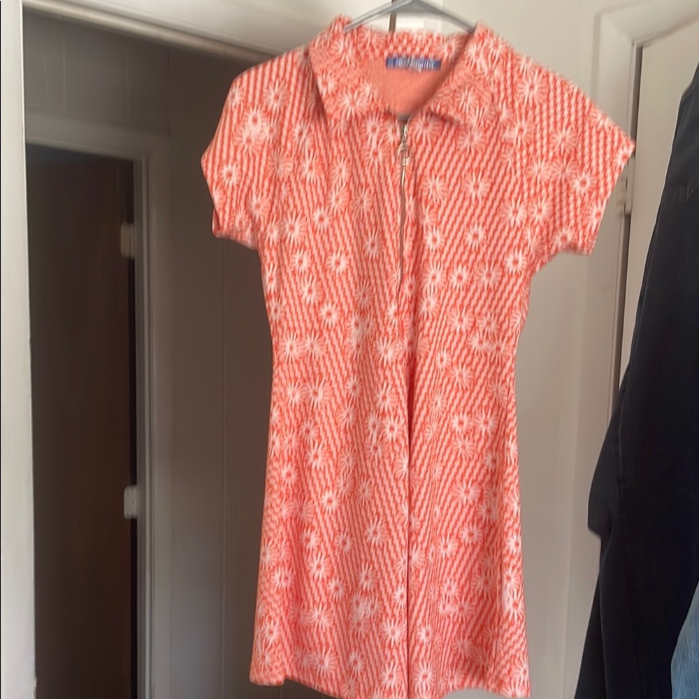 Orange and White Floral Dress